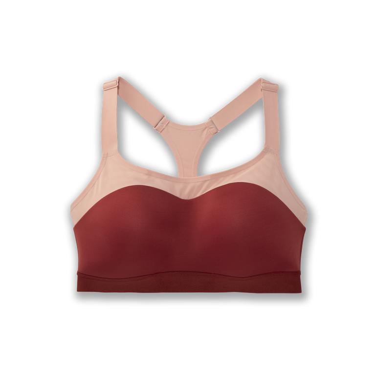 Brooks Dare Racerback - Womens Running Bra - Rosewood/Flamingo (45368FZAS)